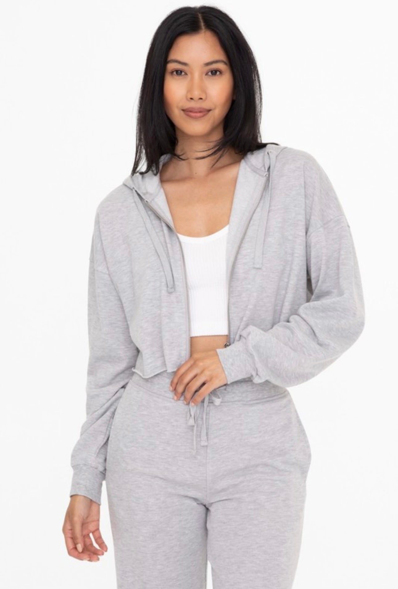 Heather Grey Crop Hoodie